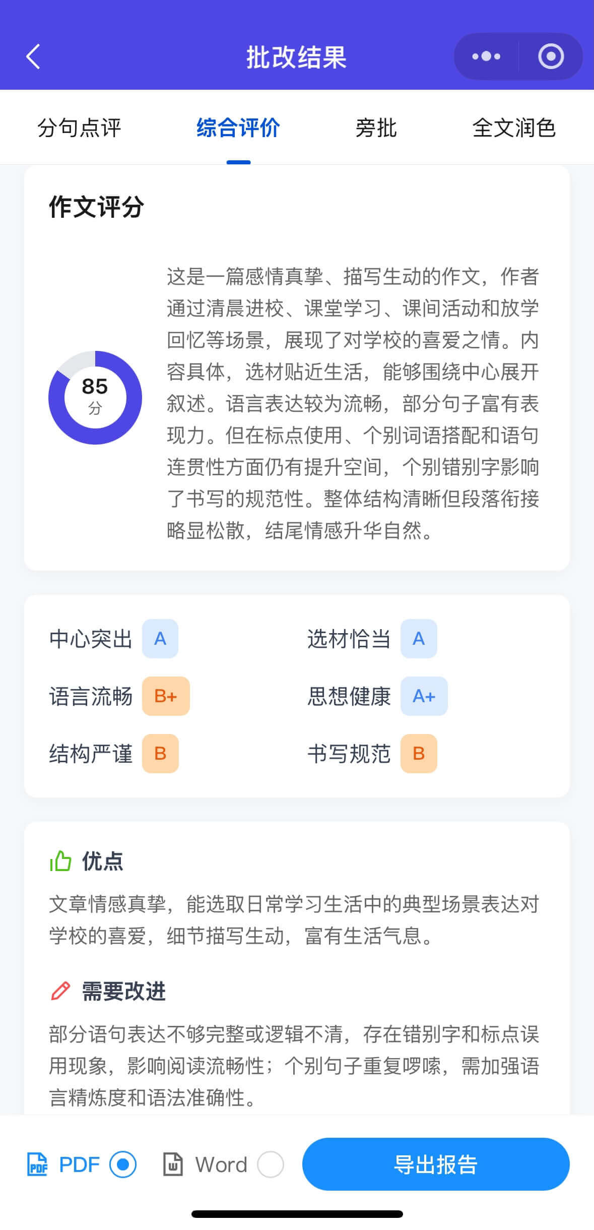 总体评价截图
